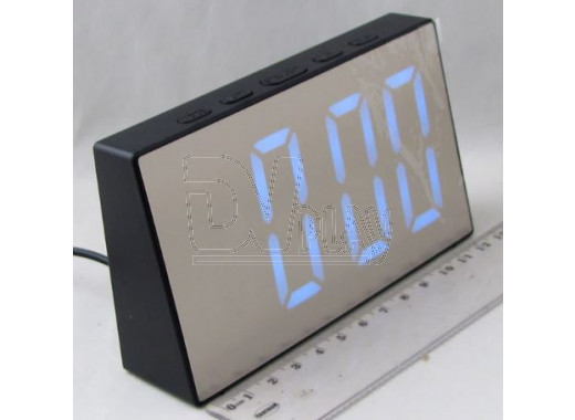 Часы зеркальные DS-3699L (черный корпус, белые цифры)