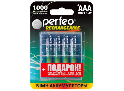 Аккумуляторы Perfeo HR03 1000mAh NiMH BL4 AAA в упаковке 4 шт
