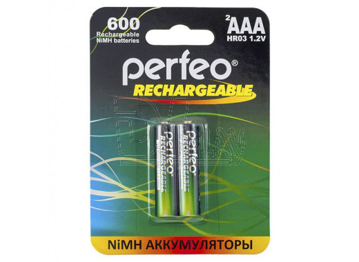 Аккумуляторы Perfeo HR03 600mAh NiMH BL2 AAA в упаковке 2 шт