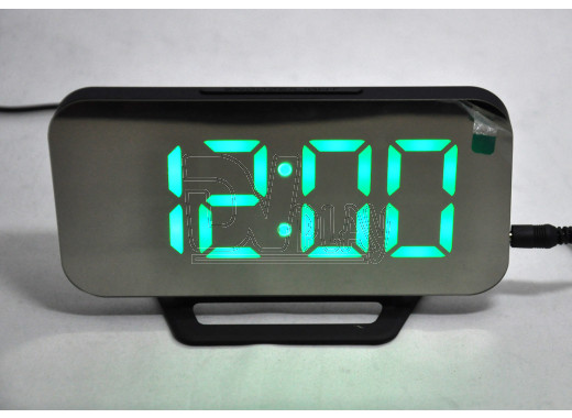 Часы зеркальные DS-3625L (черный корпус, зеленые цифры)
