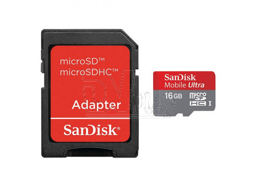 microSDHC 16Gb Sandisk Class 10 Ultra с адаптером