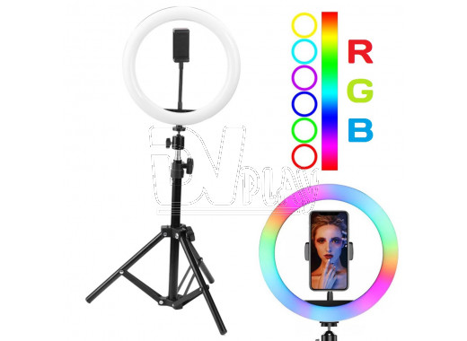 Кольцевая светодиодная селфи лампа RGB разноцветная 33 см