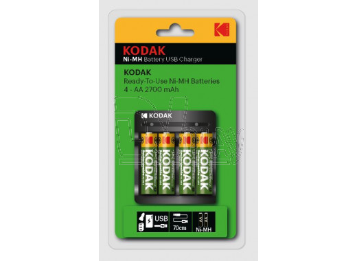 Зарядное устройство для 4-х аккумуляторов Kodak USB + 4 X AA 2700 mAh [K4AA/AAA]