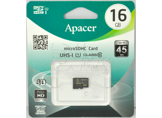 microSDHC 16Gb Apacer Class 10 UHS-I без адаптера