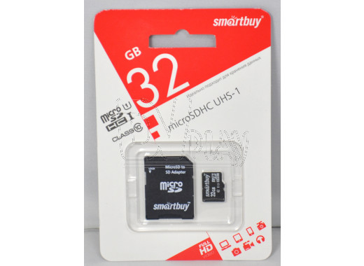 microSDHC 32Gb Smart Buy Class 10 UHS-I с адаптером