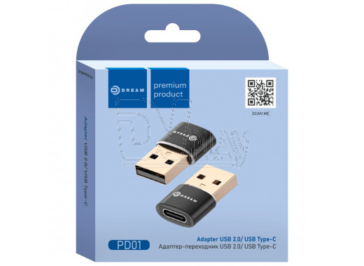 Переходник USB (M) - Type-C (F) OTG PD01 Dream