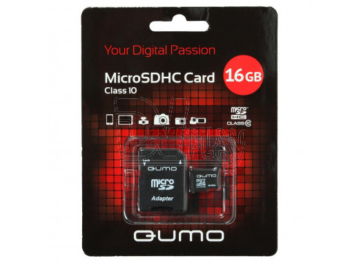 microSDHC 16Gb Qumo Class 10 с адаптером
