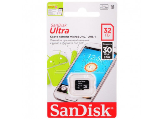 microSDHC 32Gb Sandisk Class 10 Ultra UHS-I без адаптера