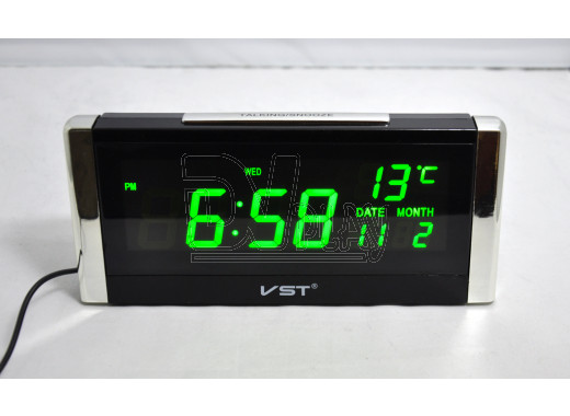 VST 731W-4 часы настольные с ярко-зелеными цифрами