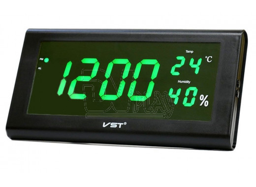 VST 795S-4 часы настенные с ярко-зелеными цифрами