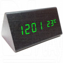 VST-861-4 часы настольные в деревянном корпусе (зеленые цифры)
