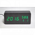 VST-862S-4 часы настольные в деревянном корпусе с датчиком влажности с зелеными цифрами