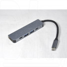 Multifunction adapter Perfeo Type-C (M) - HDMI (F) (2xUSB 3.0+2xType-C)