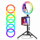 Кольцевая светодиодная селфи лампа RGB разноцветная 36 см
