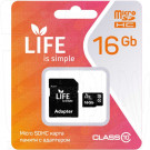 microSDHC 16Gb Life Class 10 с адаптером